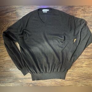 Men's Peter Millar Merino Wool V-Neck Sweater - Brown